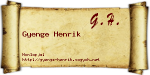 Gyenge Henrik névjegykártya